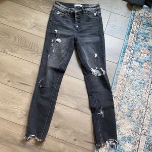 Vervet Black Denim Ripped Jeans